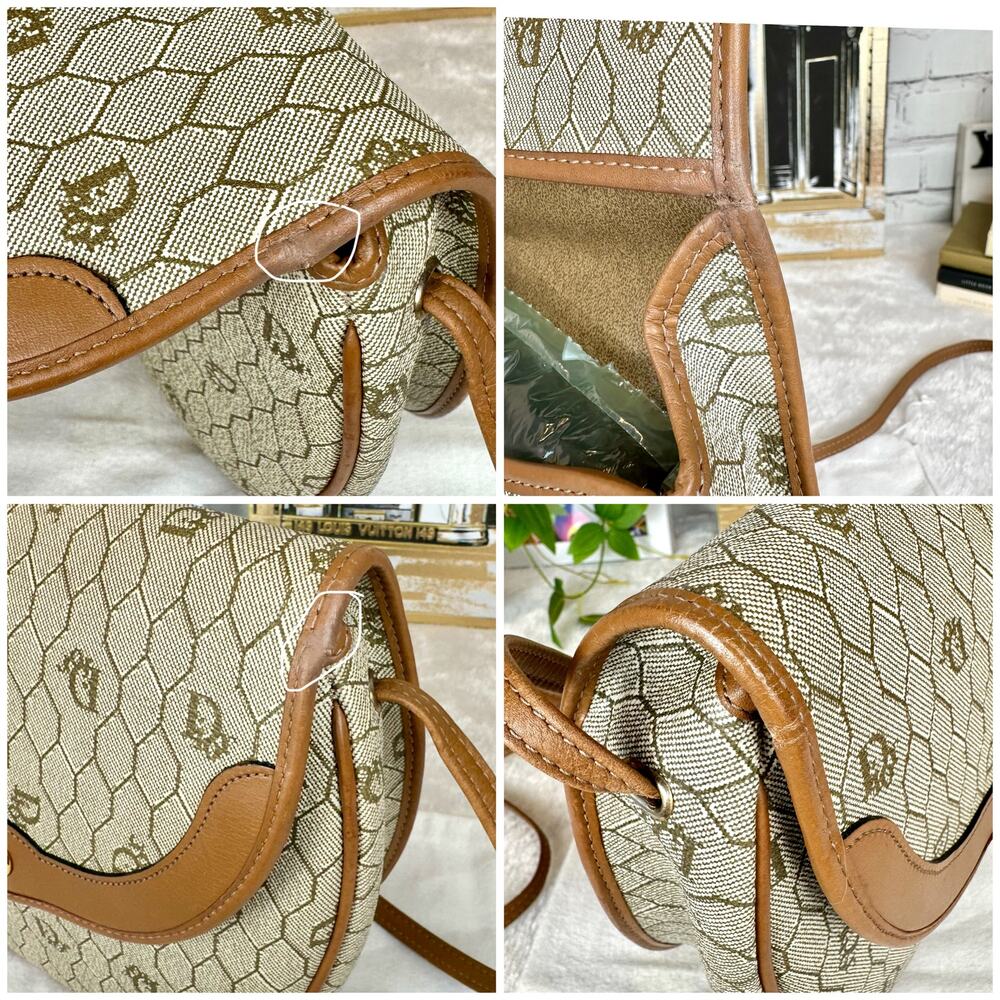 Dior Beige Monogram Canvas Shoulder Bag with Tan Leather Trim - Picture 16 of 16